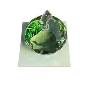 Crystal Apple Green Faceted Figurine Or Paperweight 3"